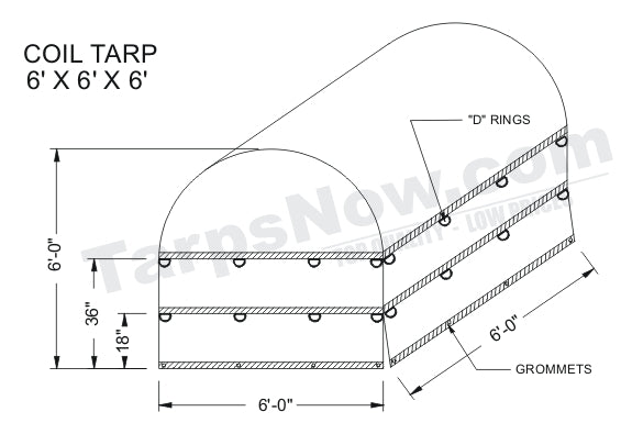 Coil Truck Tarps 18 Oz 6' x 6' x 6'
